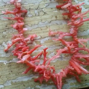 Vintage Delicate Orange Coral Branch Necklace